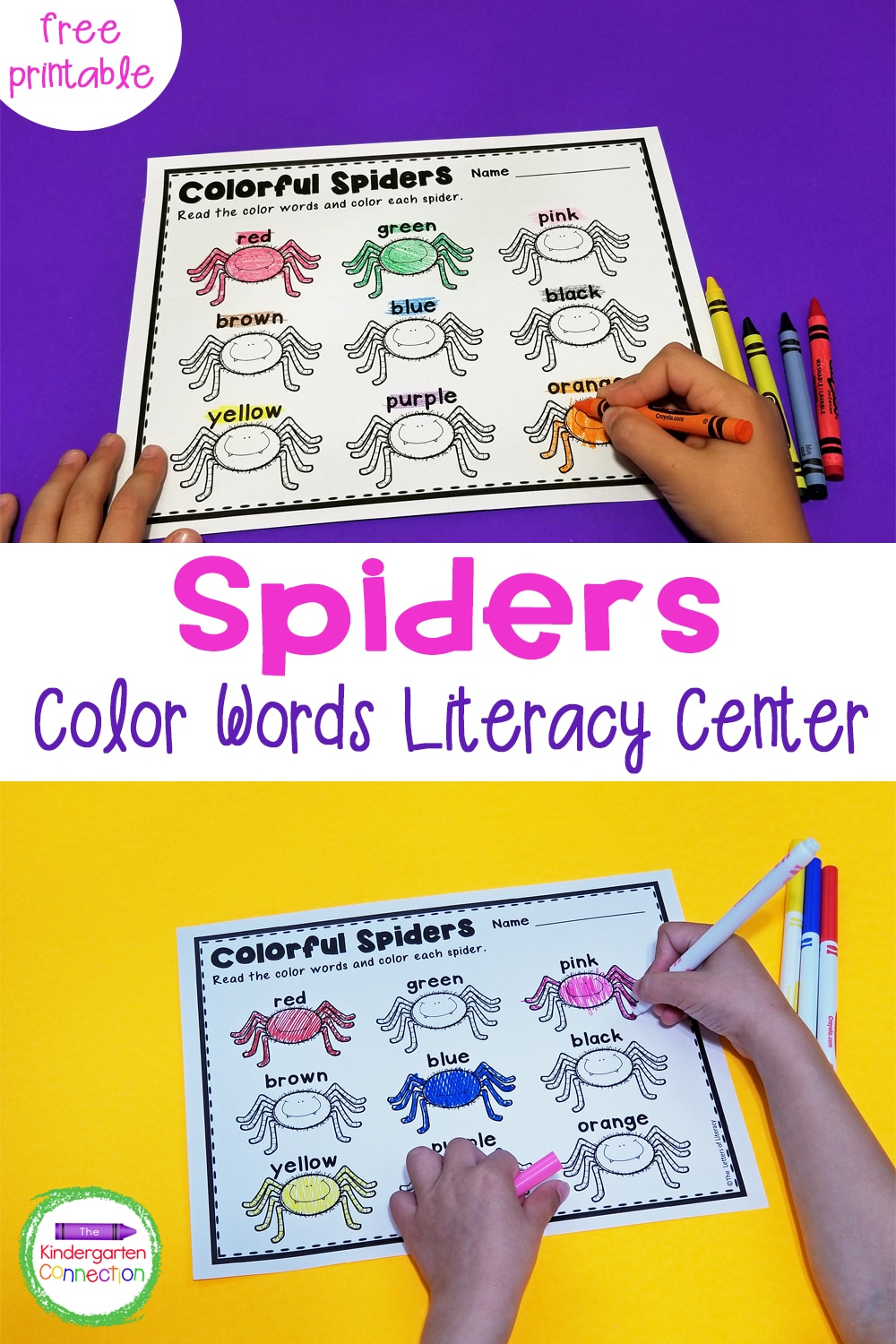 This free Spider Color Words Printable is great for Halloween or anytime you want to sneak in some practice learning to read color words!