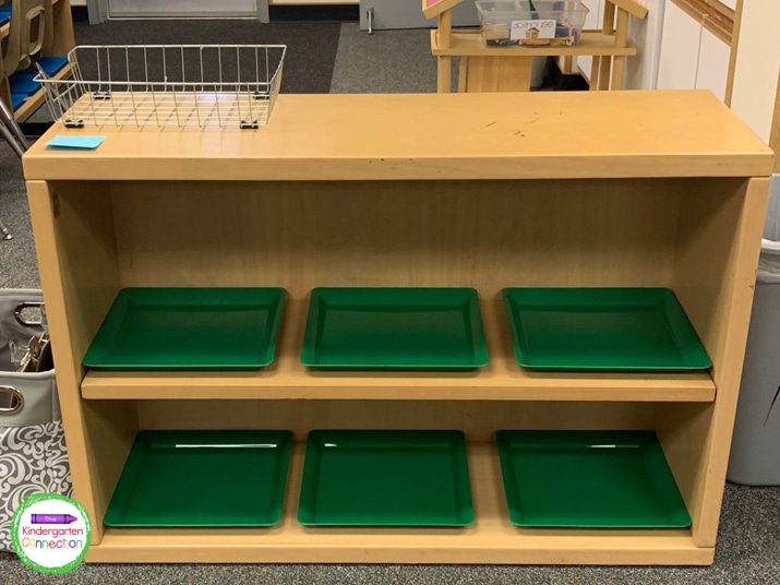 Having a clear, open shelf where the kids have easy access to the supplies makes it easier for them to return the supplies to the correct place.