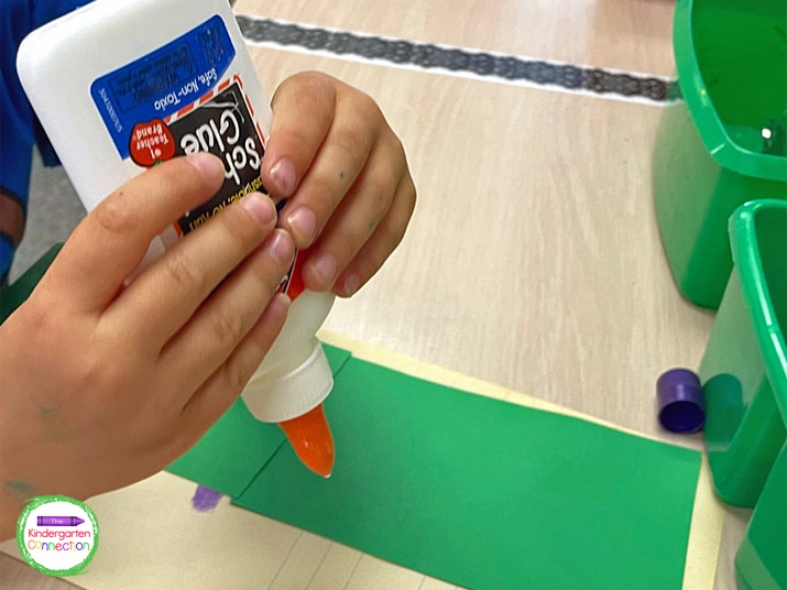 Lastly, teach the students to dot the glue using the chant, " Squeeze, dot, move!"