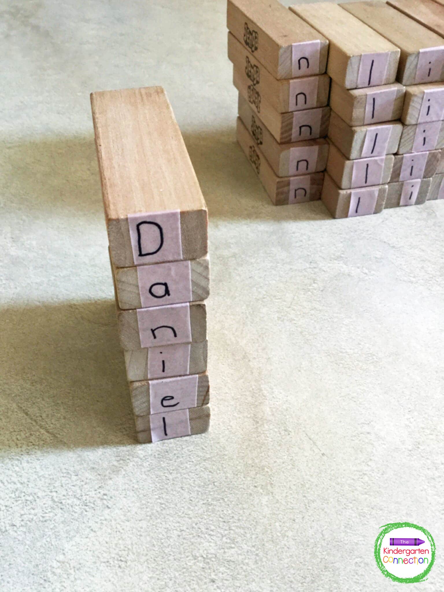 As extra practice, students can build their names vertically, too.