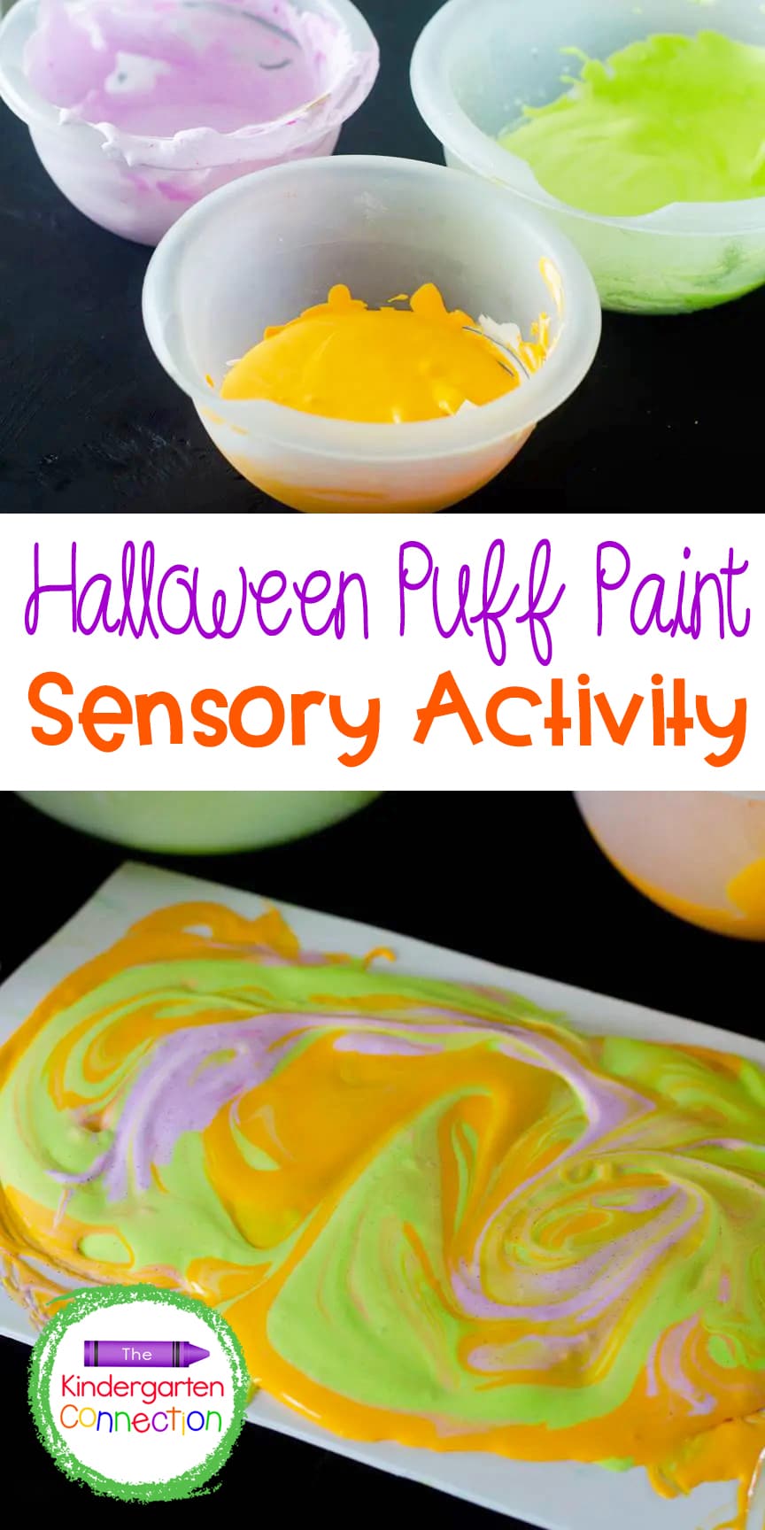Easy to make and oh so fun to paint with, this Halloween puff paint recipe is the perfect Halloween sensory activity for kids!
