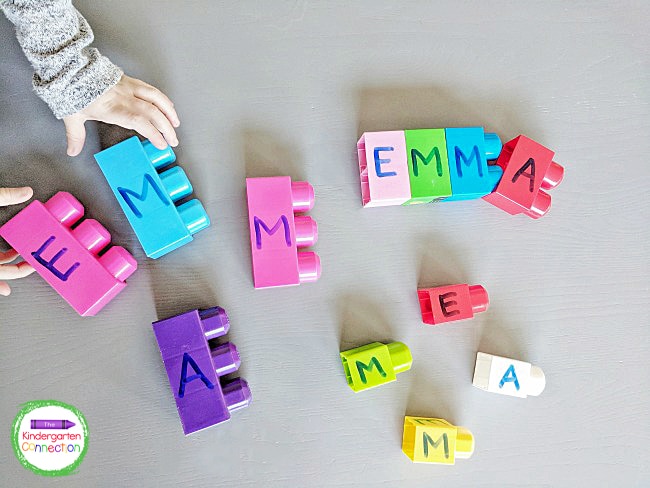I wrote the letters in my daughter's name on different size blocks for her to match up.