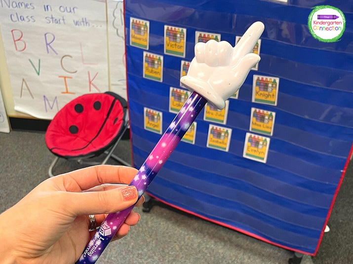After we finish our song I choose our classroom helper with my "magic wand."
