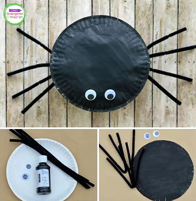 This paper plate spider craft only requires a few supplies and a few simple steps.