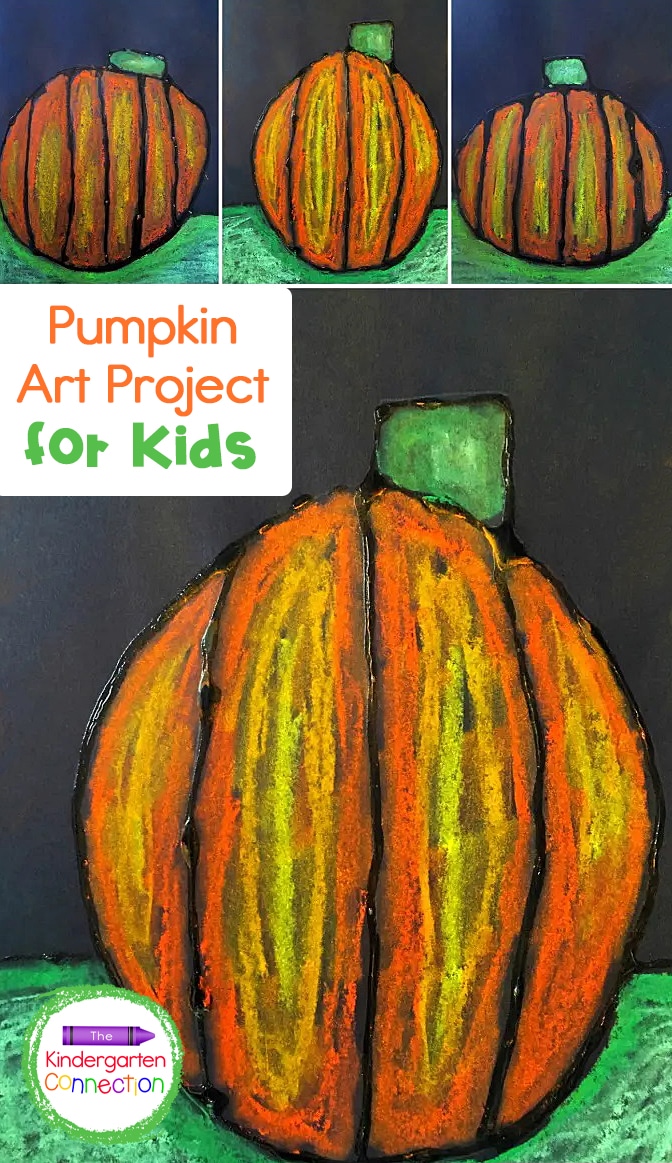 This pumpkin art project is so fun for a fall craft with your Kindergarten kids! It also makes an excellent fall or Halloween bulletin board!
