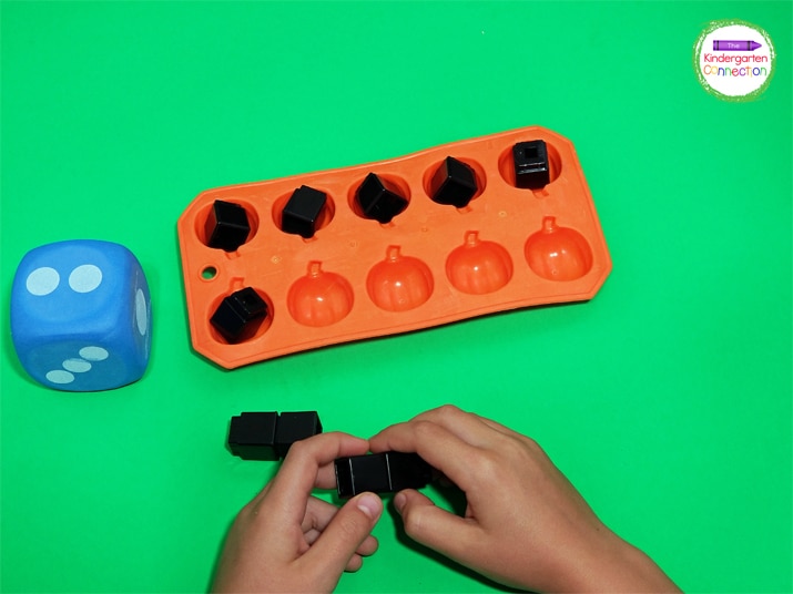Grab an ice tray, dice, and unifix cubes for this fun ten frame math game.