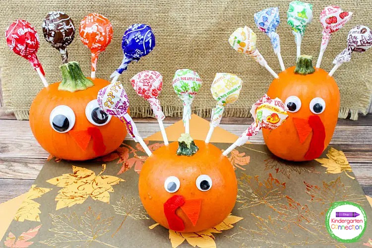 Display your festive and fun turkey Thanksgiving crafts as centerpieces.