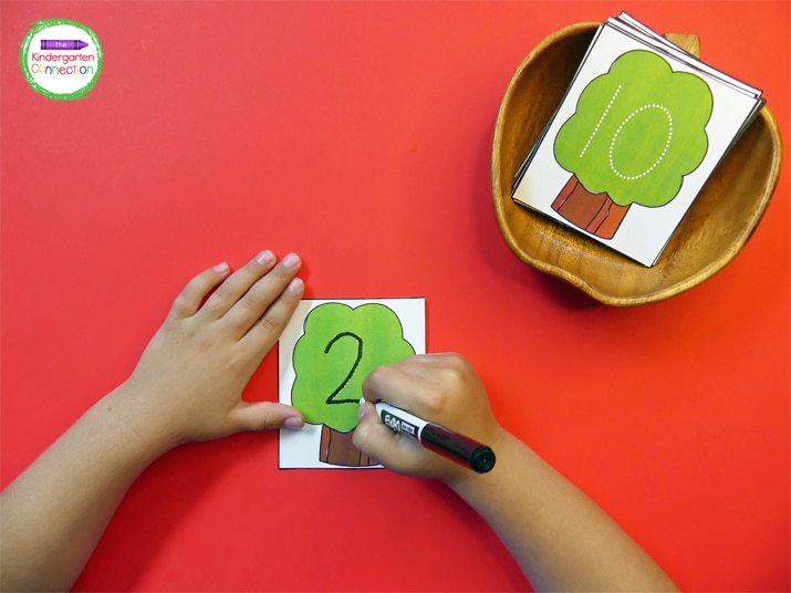 Laminate the number cards and students can use dry erase markers to trace the numbers.
