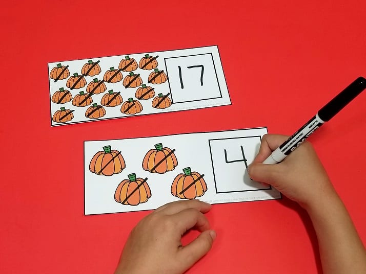 Dry Erase Pumpkin Counting Cards