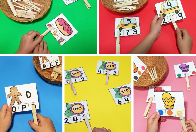 Math and Literacy Clip Cards for Pre-K