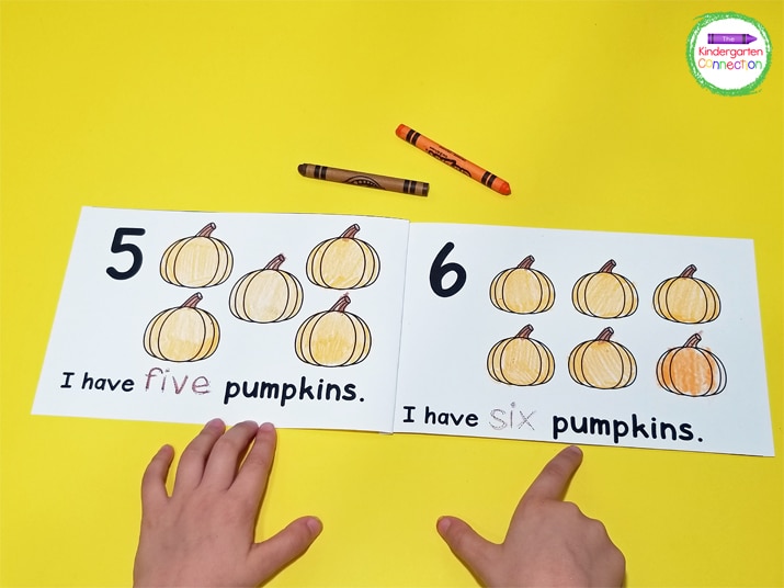 This pumpkin emergent reader is also a great way for students to practice tracking print!