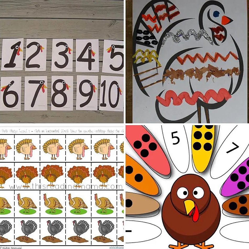 These turkey activities include fun printables, games, and crafts for the season.
