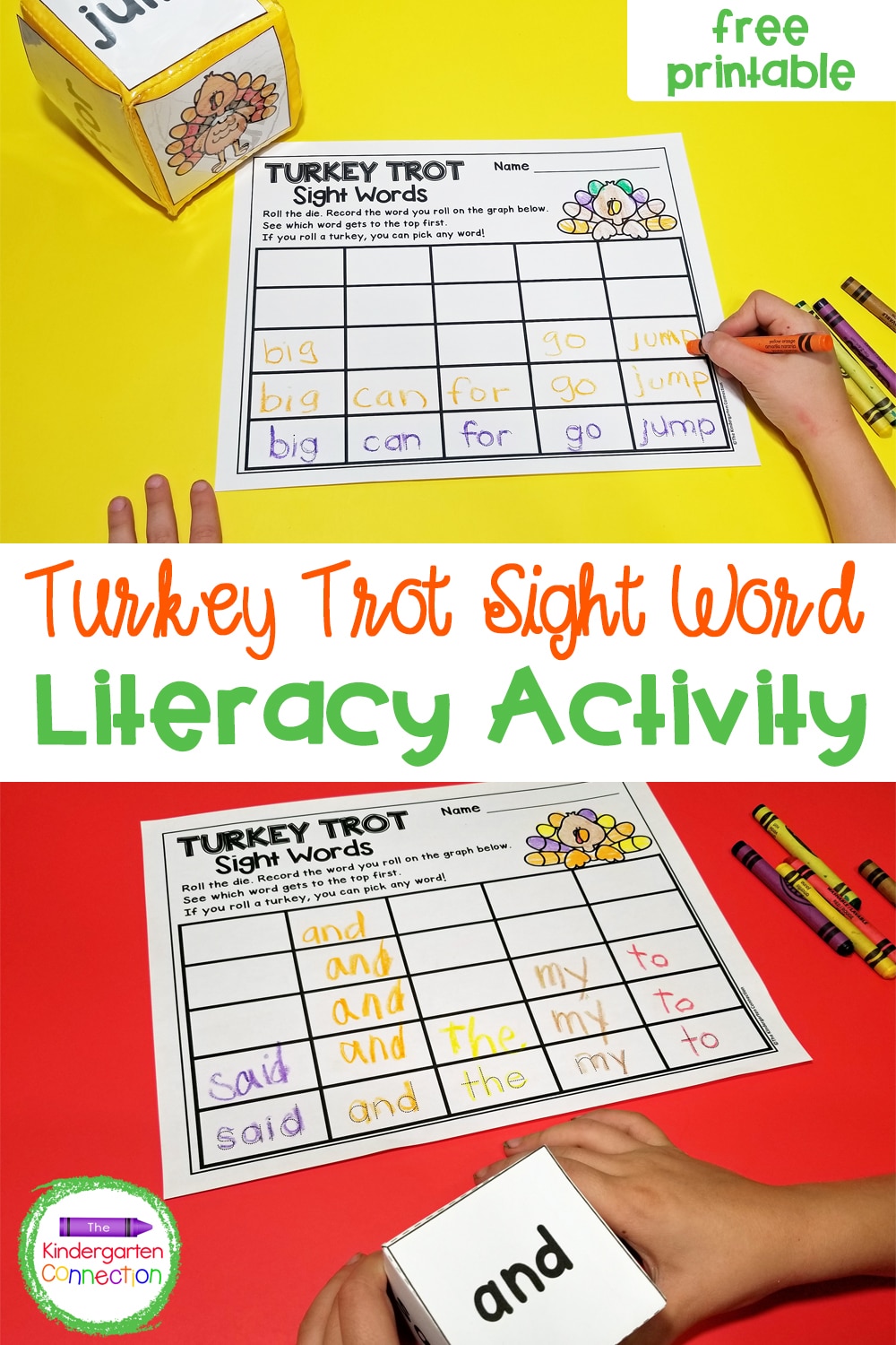 Make reading sight words fun and hands-on with this free Turkey Sight Word Game. It makes a great Kindergarten literacy center for fall!
