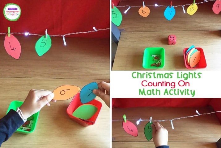 Your kids will have a great time with this fun, festive way to practice counting on with Christmas lights!