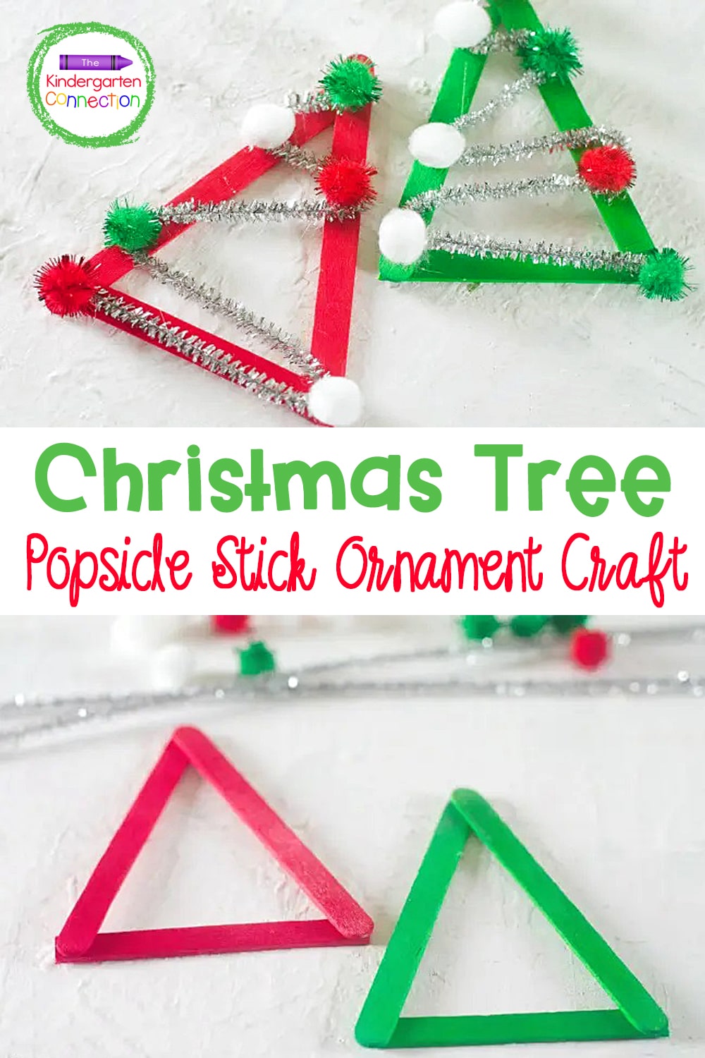 This adorable Christmas Tree Popsicle Stick Ornament is so simple to make and is a great kid craft to do in the classroom and send home!