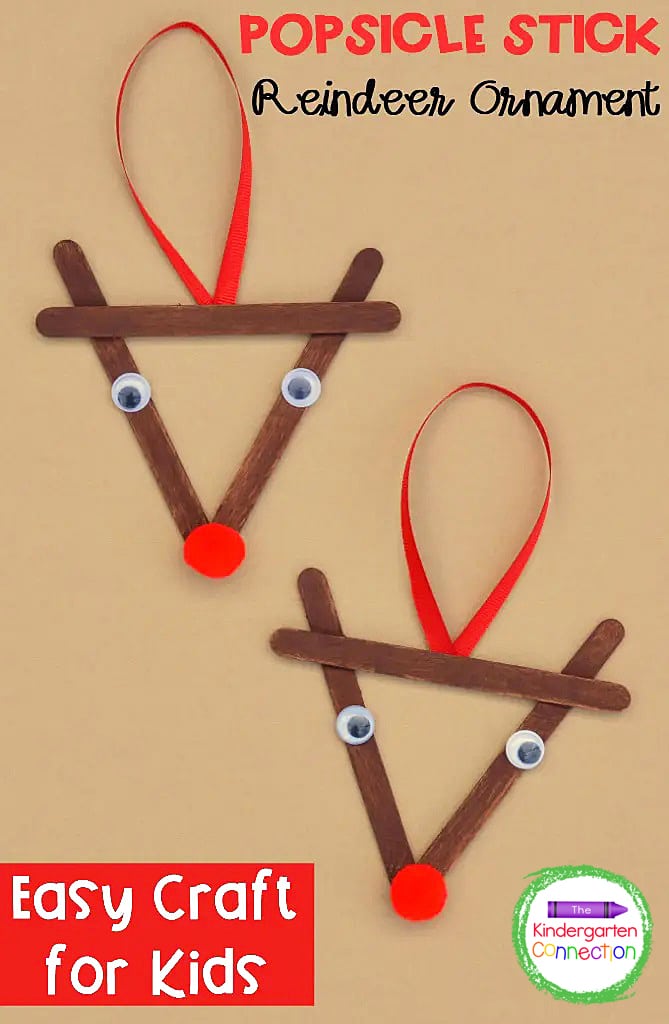 This popsicle stick reindeer Christmas ornament is super simple to make, Your kids will be so proud to hang this festive craft on the tree!