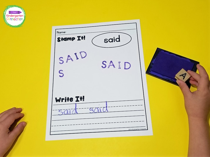 Grab some alphabet stamps, stamp pads, and a pencil and you are ready to use these Sight Word Activity printables!