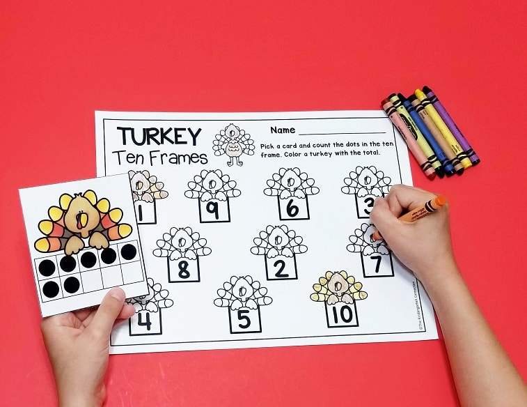 Turkey Ten Frame Math Game
