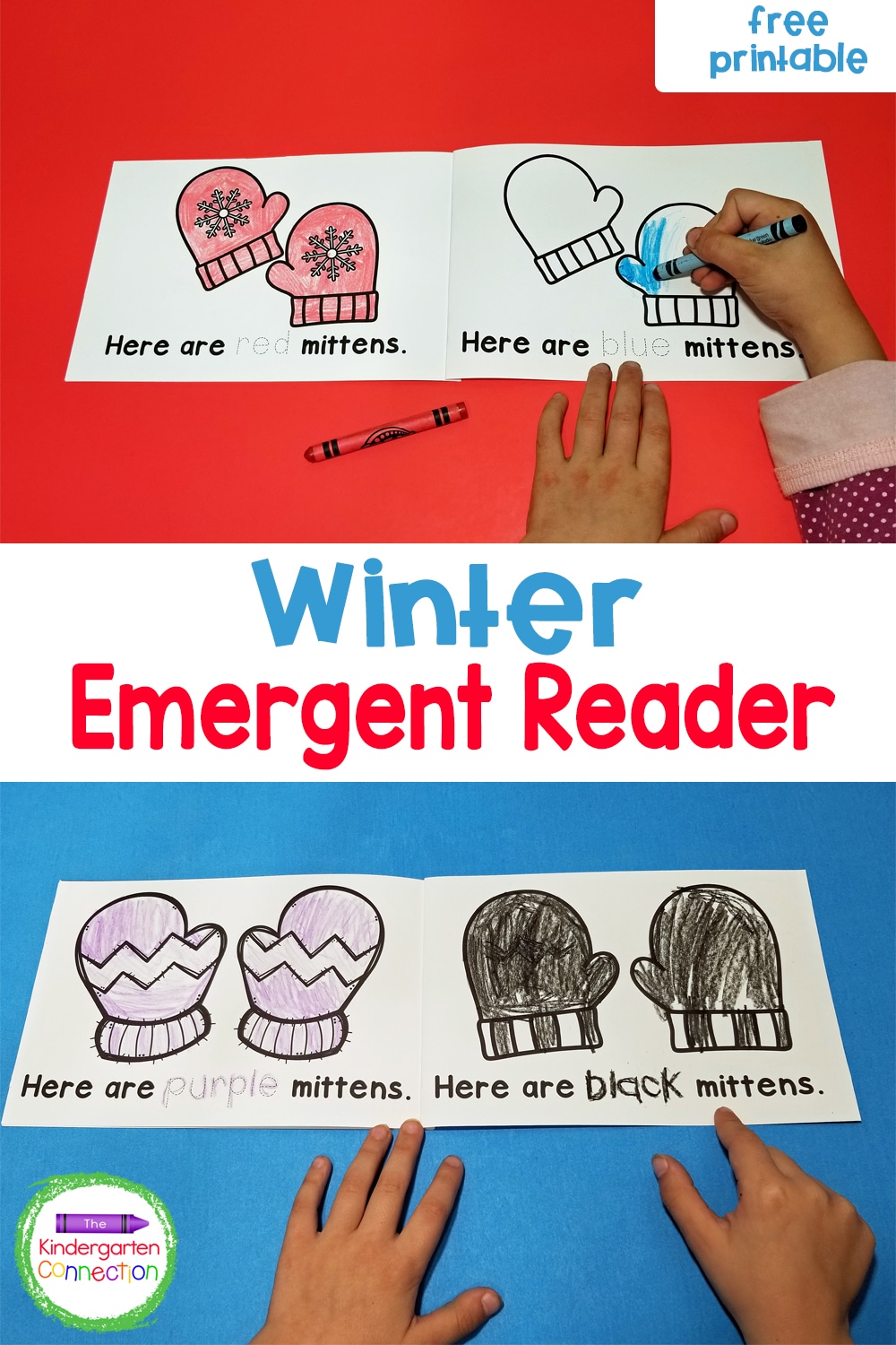 Work on sight words and color words too with this fun and free Winter Emergent Reader that is perfect for Kindergarten guided reading!