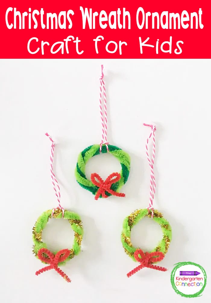 Make these EASY Mini Christmas Wreath Ornaments with your kids! All you need is just a few simple supplies for this fun, seasonal craft!