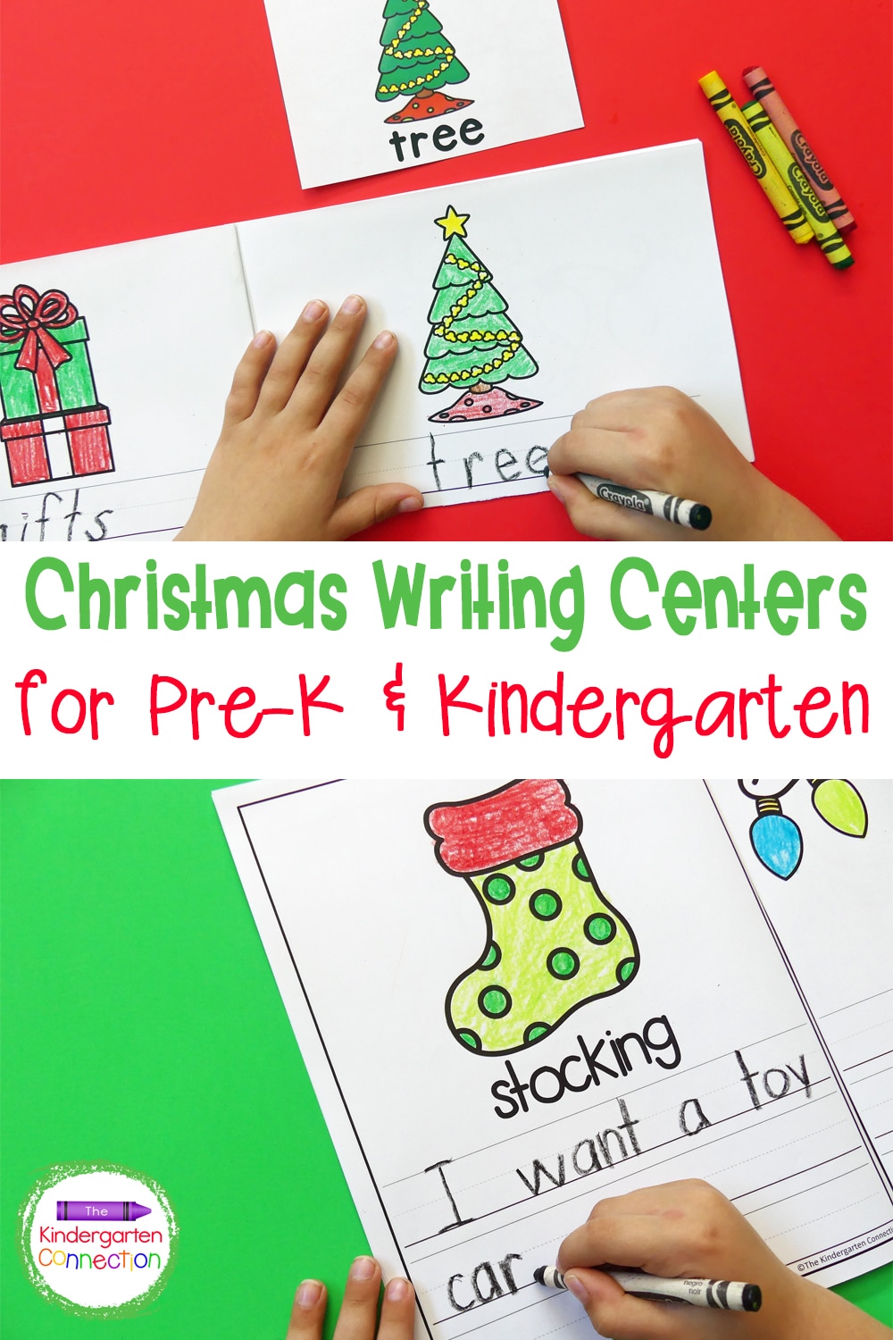 These Christmas Writing Activities for Pre-K & Kindergarten are a fun way to get kids writing with Christmas vocabulary words!