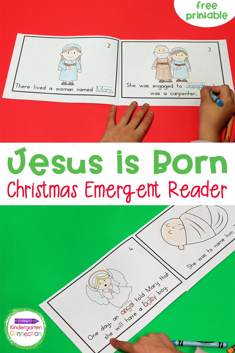 This free printable Christmas emergent reader is a great way to share the Christmas story with kids and learn about the birth of Jesus!
