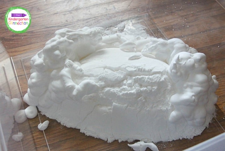 Combine the baking soda with half a can of shaving cream.