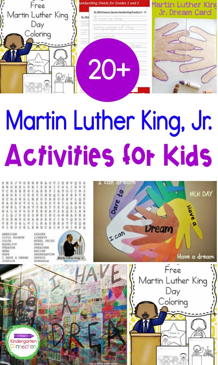 Free Martin Luther King, Jr. Activities for Kids from The Kindergarten Connection.