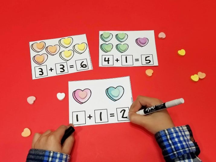 Candy Heart Addition Cards