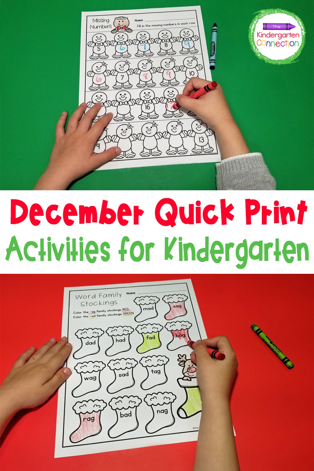 These December Math and Literacy Printables for Kindergarten require no-prep and are perfect as simple morning work or take-home activities!