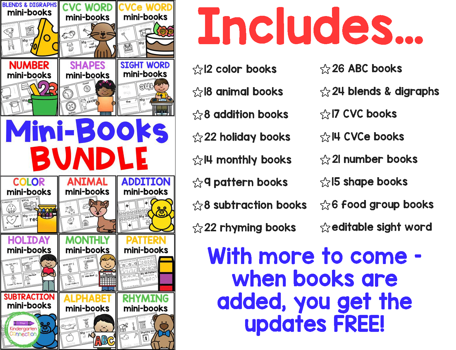 This bundle includes over 200 printable mini-books and it is still growing!