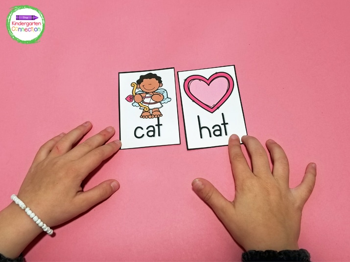 Print your rhyming cards on cardstock and laminate them for durability before you cut them.