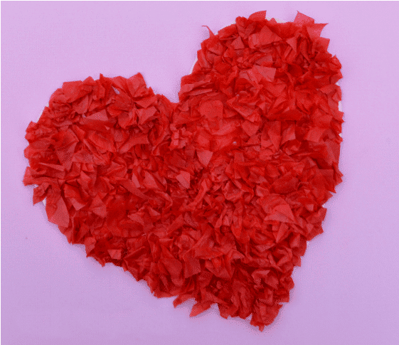 Tissue Paper Valentine Heart Craft