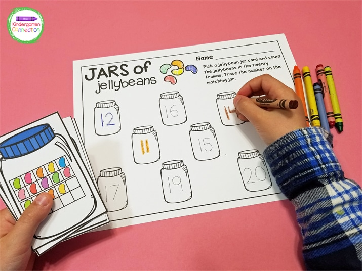 Celebrate Easter and practice ten frames with this Jars of Jelly Beans activity!