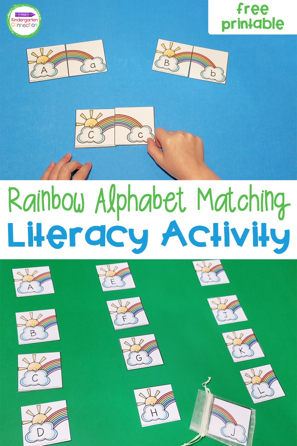 Match uppercase and lowercase letters, play memory, and more with this fun and free Rainbow Alphabet Matching Game!