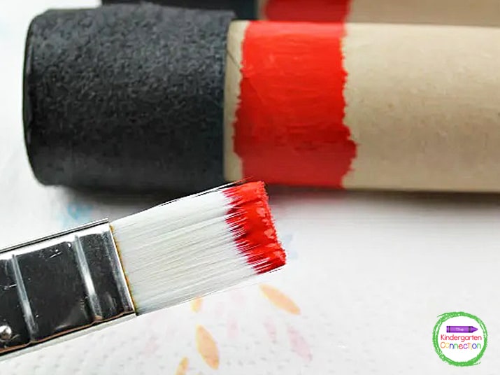 Use a paintbrush to paint a rainbow pattern towards the other end of the tube.