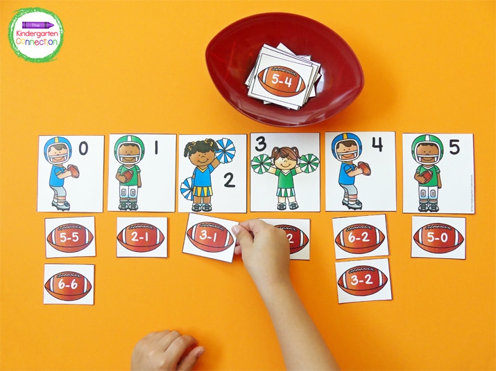 The hands-on math activities like these football clip cards will have your students super excited to learn!