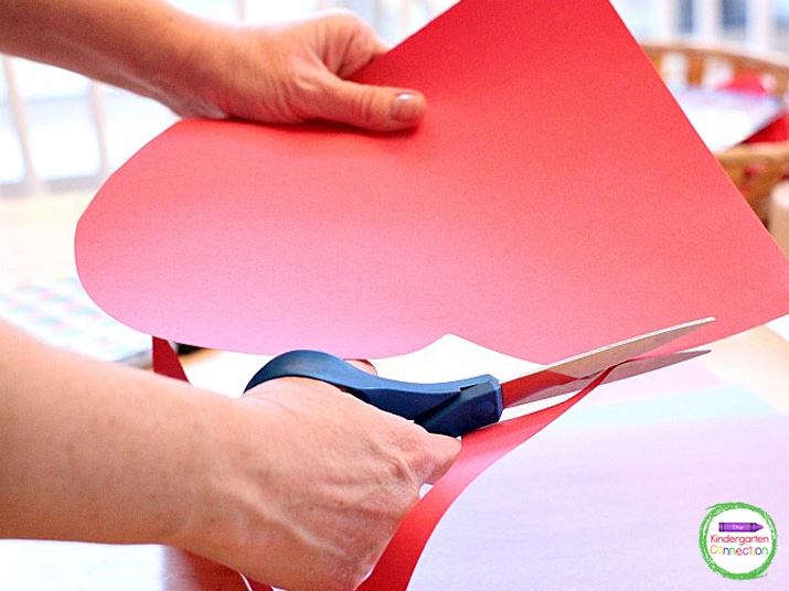 To begin this Valentine alphabet activity, quickly draw a large heart on the construction paper and cut it out.
