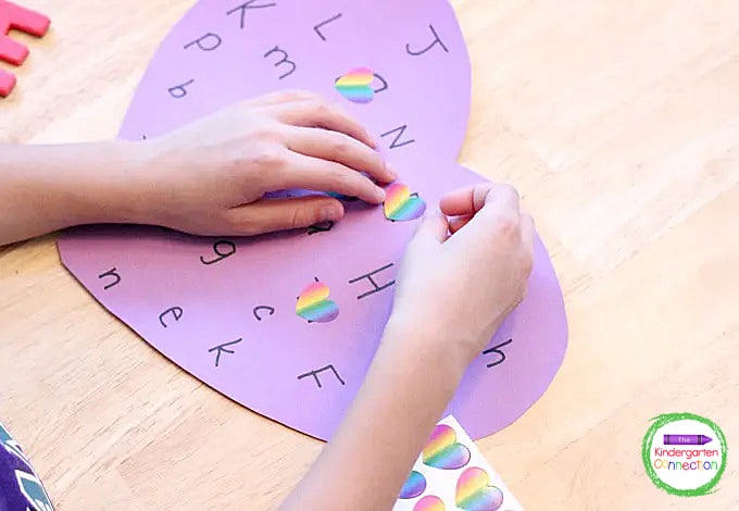 While your students are practicing letters, their fine motor muscles will also be getting a workout as they peel and place the stickers!