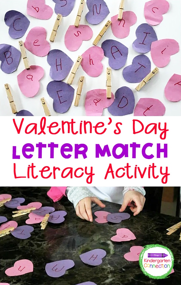 Warm up little fingers as you clip together matching lowercase and uppercase letters with this hands-on Valentine Letter Match Activity!