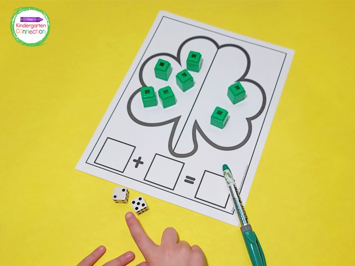 This activity is so simple and so fun! Start by rolling two dice.