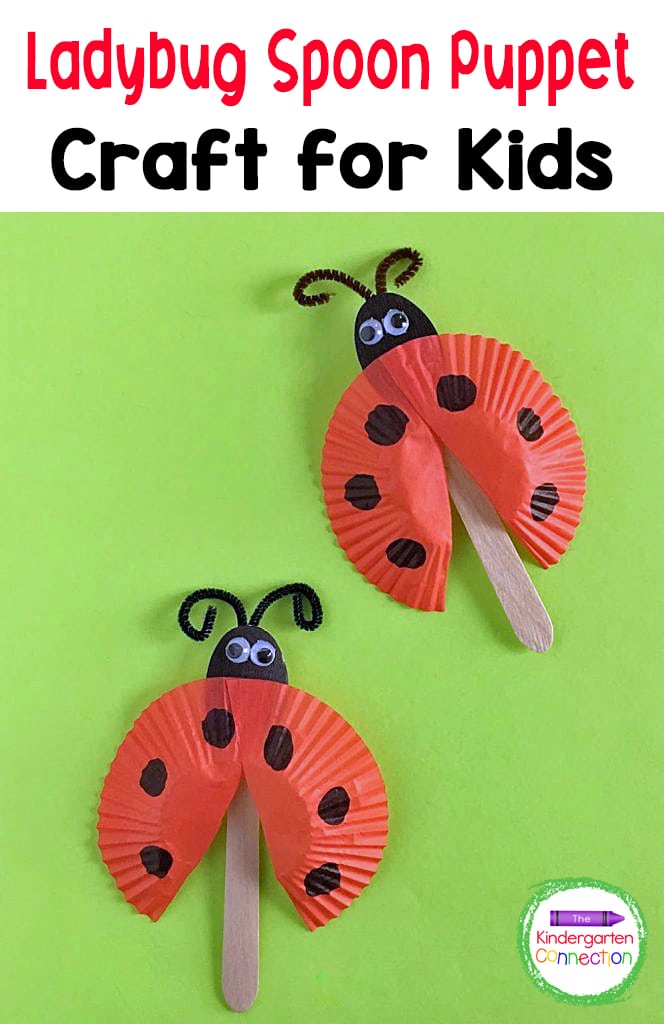 This Ladybug Spoon Puppet Craft for Kids is a fun activity to do while learning about the life cycle of ladybugs or welcoming spring!