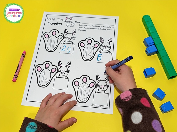 This Base Ten Bunnies April printable will have your kiddos excited to practice counting “ten and some more.”