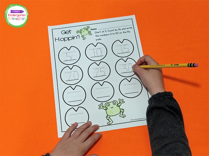 This skip counting activity will help your students practice skip counting by 5’s while also strengthening number writing skills.