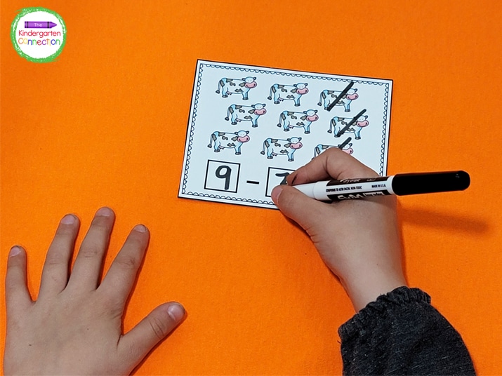 Laminate these subtraction cards and students can use dry erase markers to write.