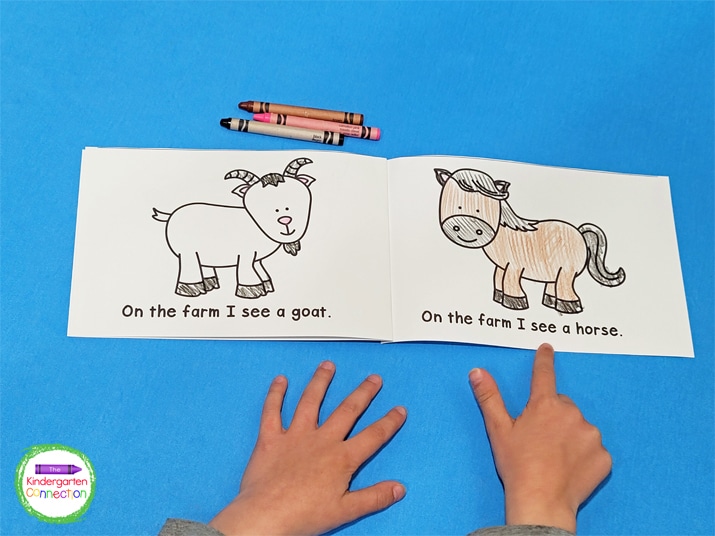 Finger tracking is helpful in emergent readers to be sure kids are connecting their spoken word with its written form.