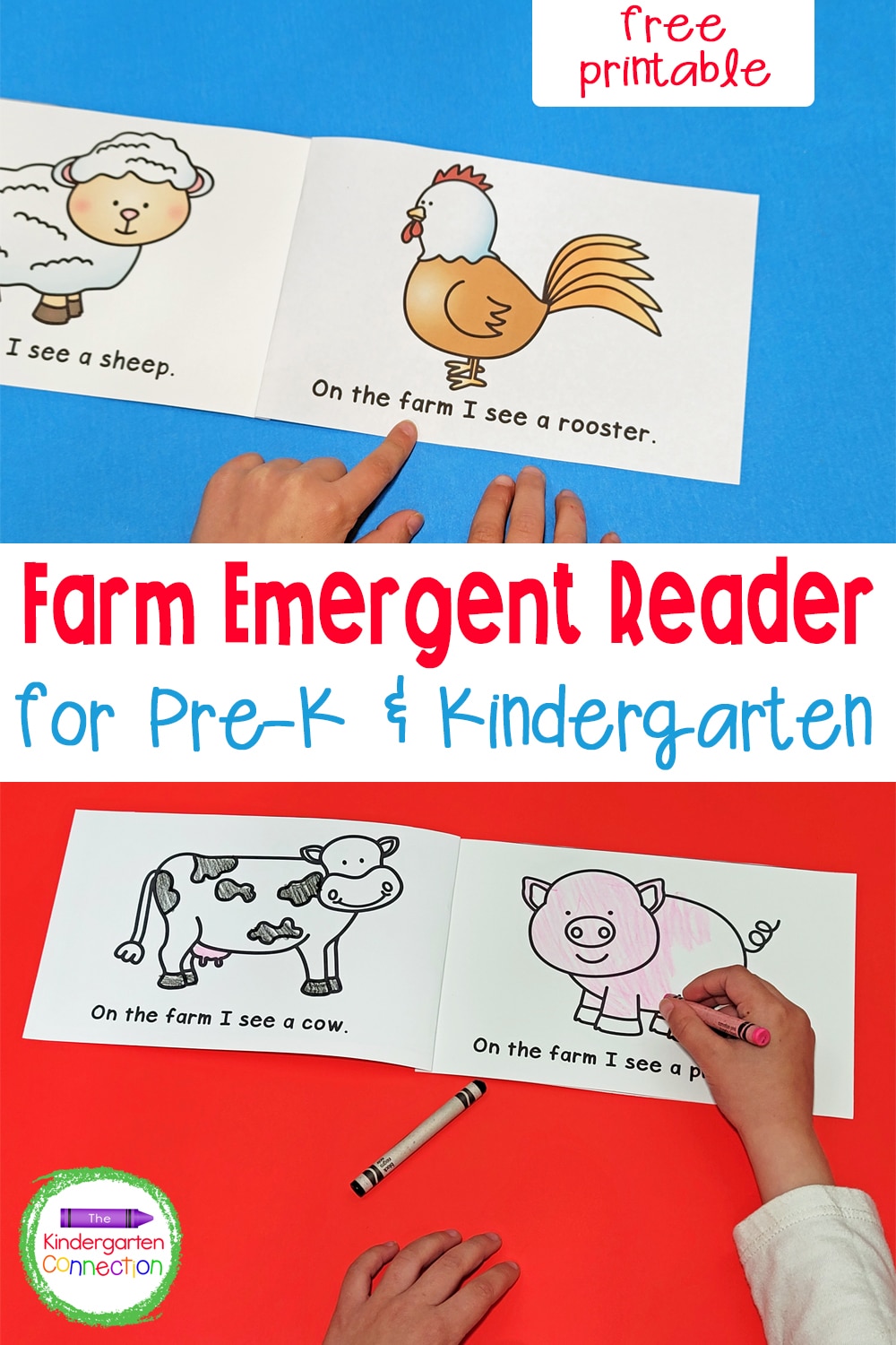 If you are learning about farms and farm animals, this free Farm Emergent Reader for kids is the perfect addition to your plans!