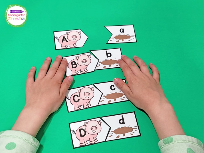 If your students aren't ready for the whole alphabet match, start with just a few letters.