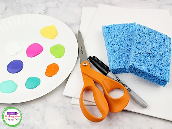 Grab some paint, sponges, a sharpie, scissors, and canvas to make this pretty Easter art.