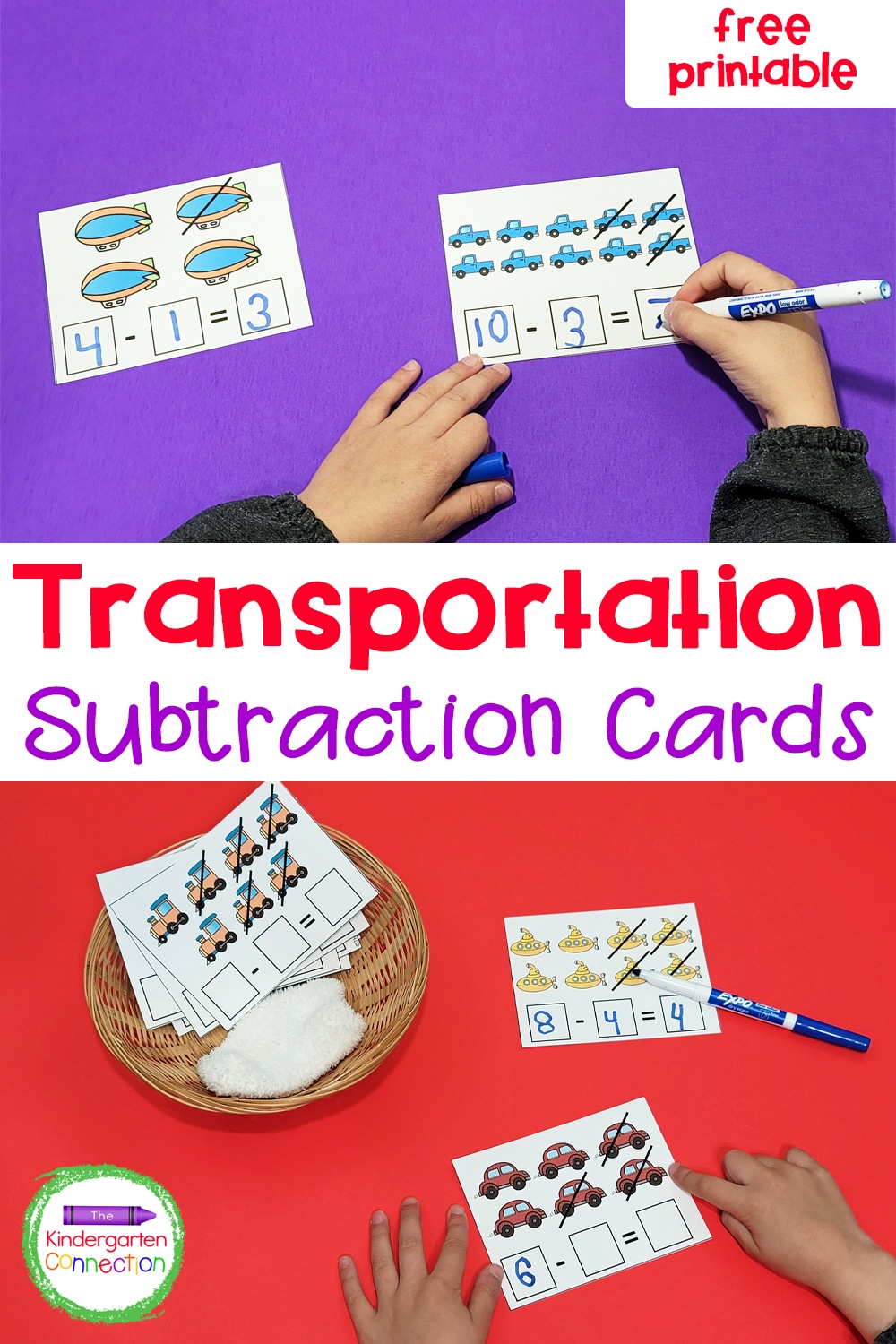 These free Transportation Subtraction Cards are a fun introduction to building equations for subtraction within 10!